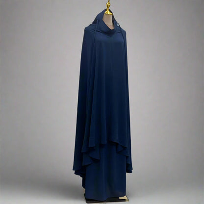 Ensemble 2 pièces pour femme musulmane du Ramadan, longue robe jilbab en satin avec jupe