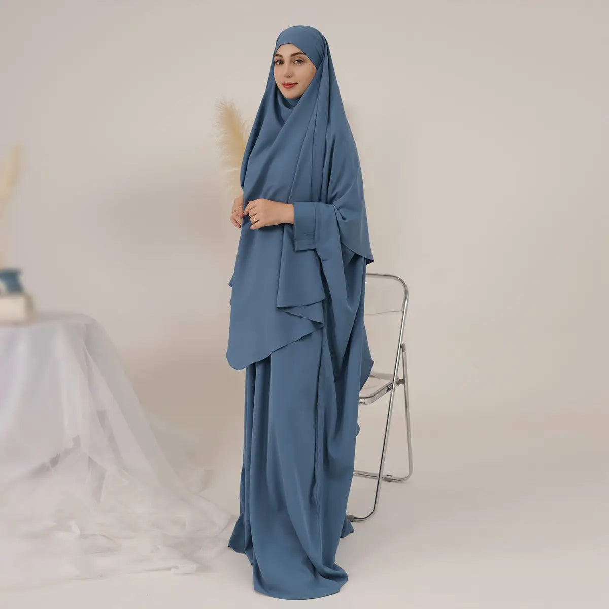 Ensemble 2 pièces pour femmes arabes, robe de prière, jilbab, abaya, avec khimar