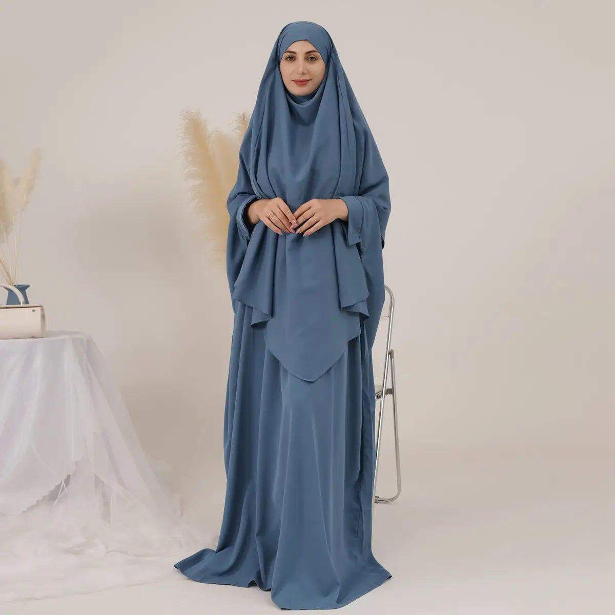 Ensemble 2 pièces pour femmes arabes, robe de prière, jilbab, abaya, avec khimar