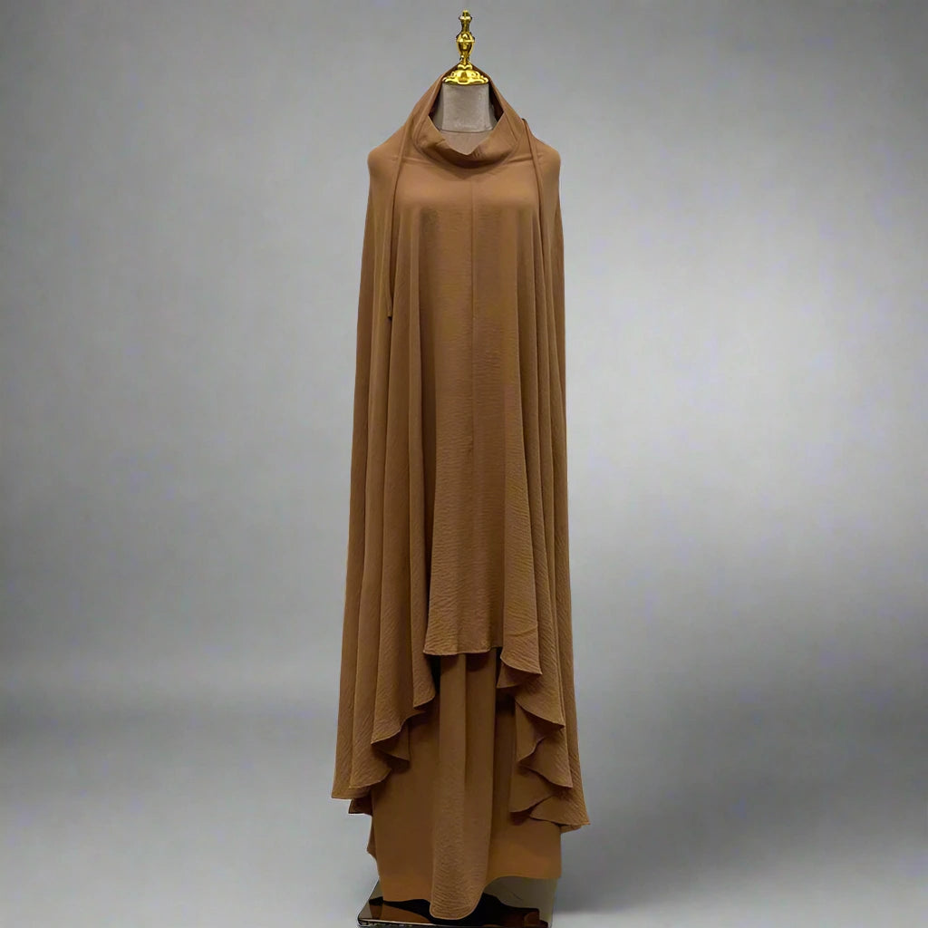 Ensemble 2 pièces pour femme musulmane du Ramadan, longue robe jilbab en satin avec jupe