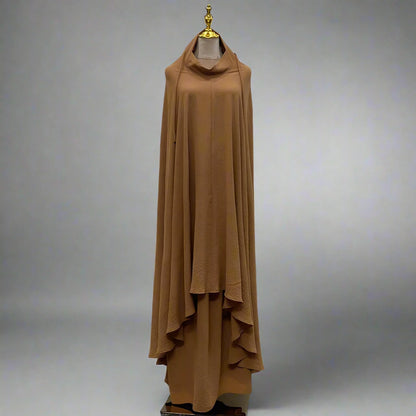 Ensemble 2 pièces pour femme musulmane du Ramadan, longue robe jilbab en satin avec jupe