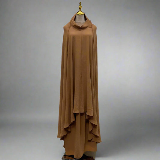 Ensemble 2 pièces pour femme musulmane du Ramadan, longue robe jilbab en satin avec jupe