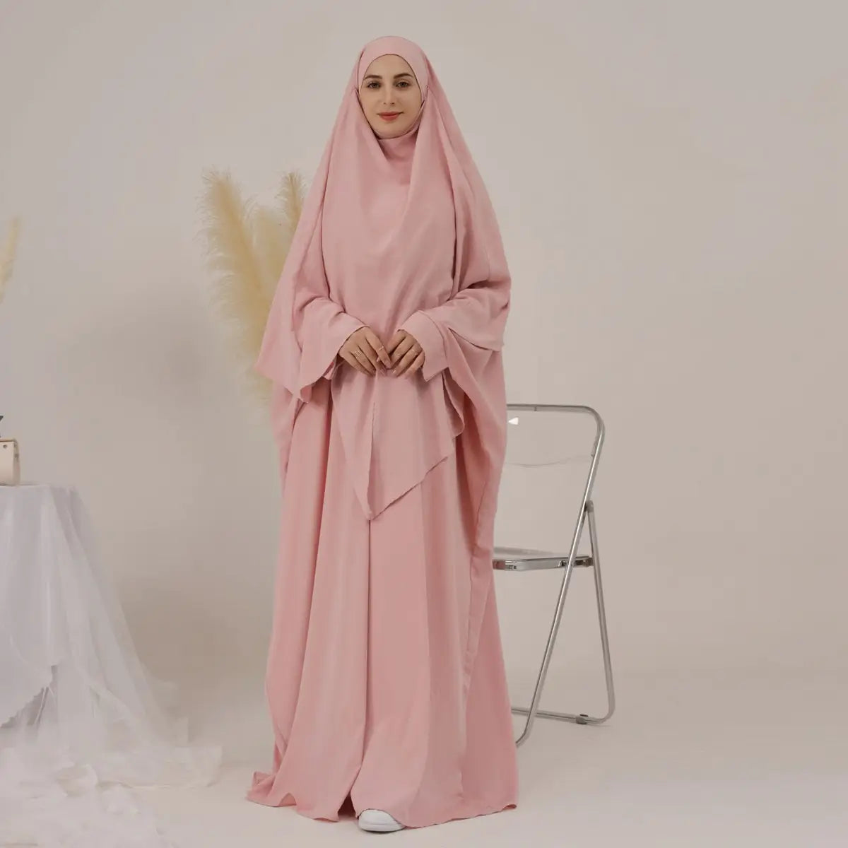 Ensemble 2 pièces pour femmes arabes, robe de prière, jilbab, abaya, avec khimar