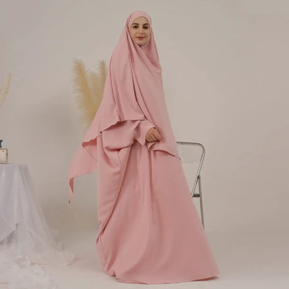 Ensemble 2 pièces pour femmes arabes, robe de prière, jilbab, abaya, avec khimar