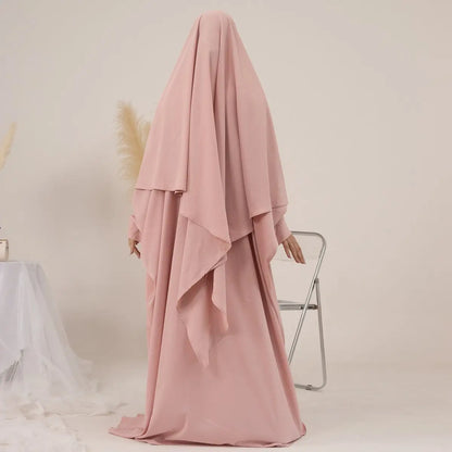 Ensemble 2 pièces pour femmes arabes, robe de prière, jilbab, abaya, avec khimar