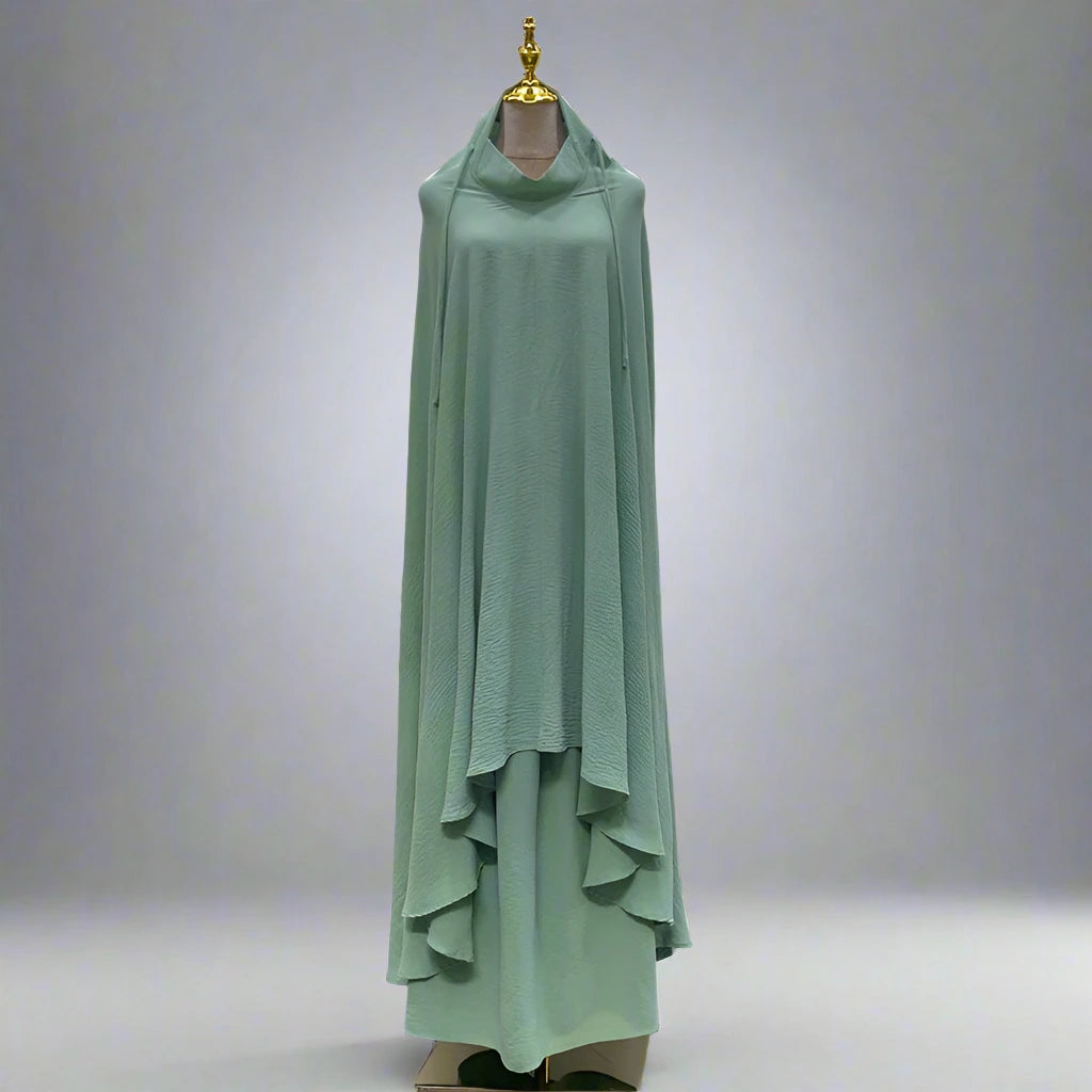Ensemble 2 pièces pour femme musulmane du Ramadan, longue robe jilbab en satin avec jupe