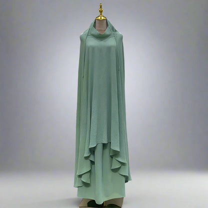 Ensemble 2 pièces pour femme musulmane du Ramadan, longue robe jilbab en satin avec jupe