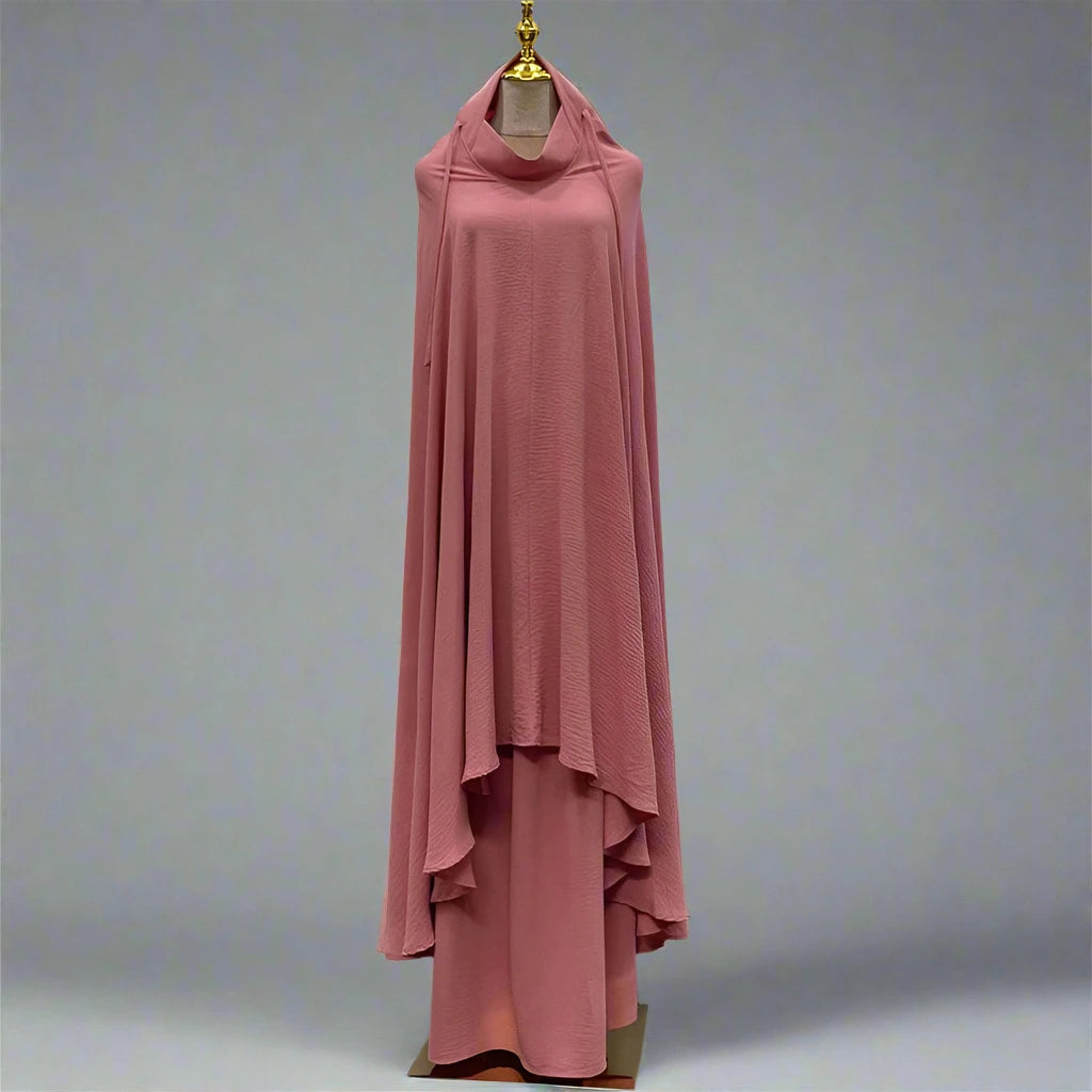 Ensemble 2 pièces pour femme musulmane du Ramadan, longue robe jilbab en satin avec jupe