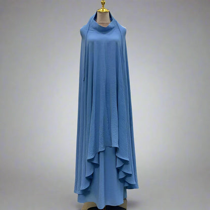 Ensemble 2 pièces pour femme musulmane du Ramadan, longue robe jilbab en satin avec jupe