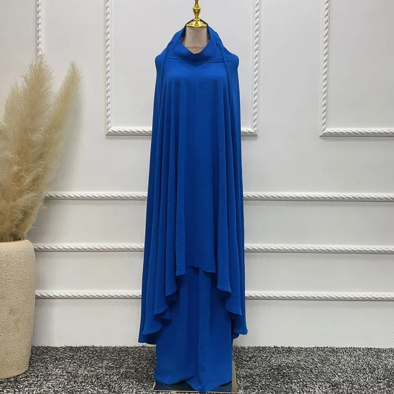Ensemble 2 pièces pour femme musulmane du Ramadan, longue robe jilbab en satin avec jupe