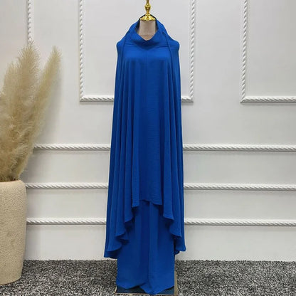 Ensemble 2 pièces pour femme musulmane du Ramadan, longue robe jilbab en satin avec jupe