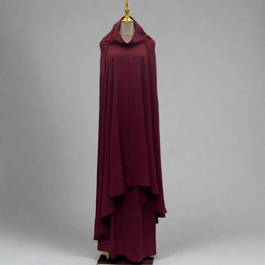 Ensemble 2 pièces pour femme musulmane du Ramadan, longue robe jilbab en satin avec jupe