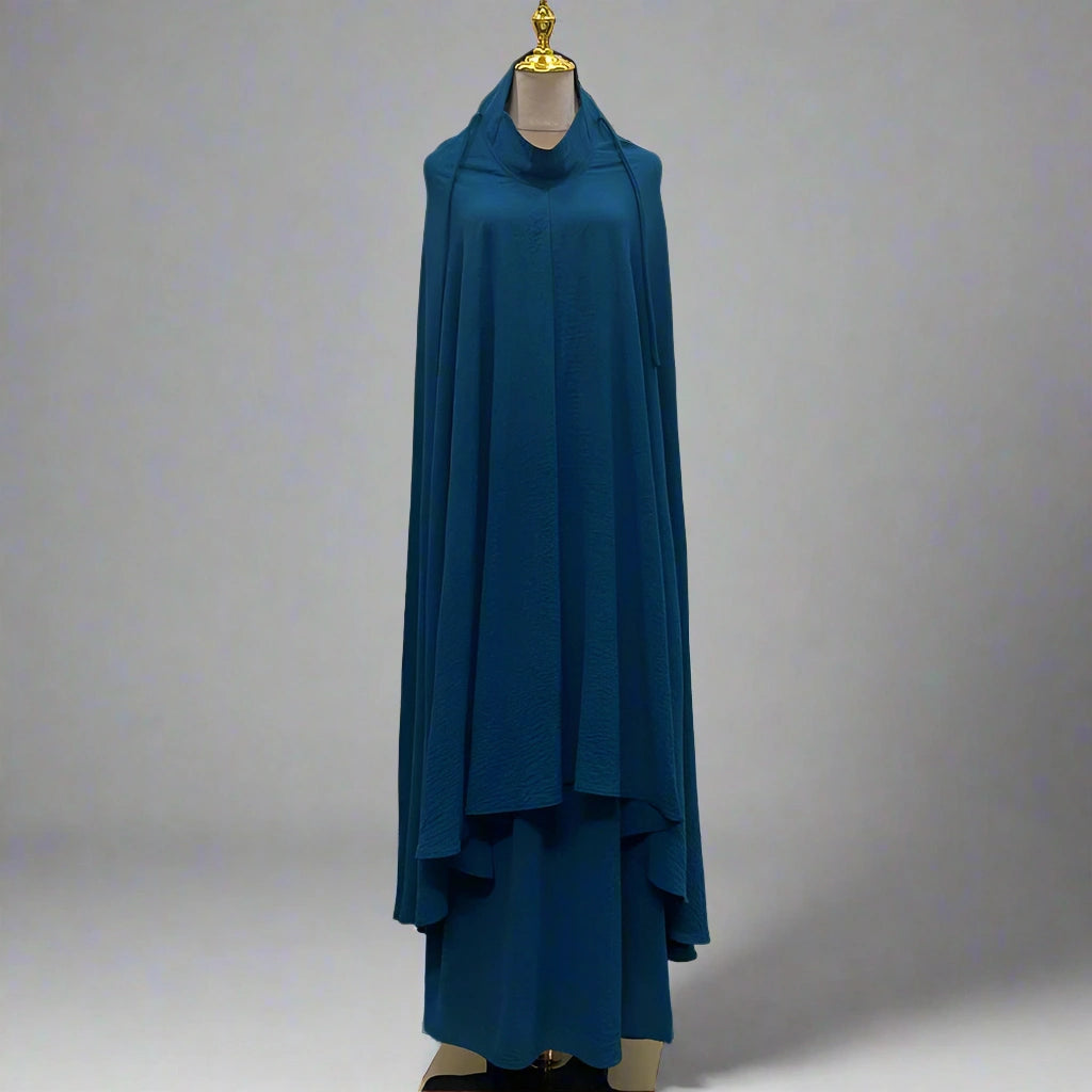 Ensemble 2 pièces pour femme musulmane du Ramadan, longue robe jilbab en satin avec jupe