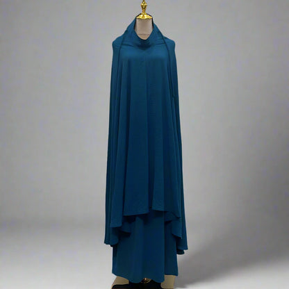 Ensemble 2 pièces pour femme musulmane du Ramadan, longue robe jilbab en satin avec jupe