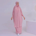 2 Pieces Set Jilbab Prayer Abaya Dress With Tops And Skirt #23423