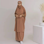 2 Pieces Set Jilbab Prayer Abaya Dress With Tops And Skirt #23423