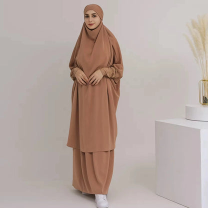 Ensemble 2 pièces Jilbab, robe de prière, abaya, haut et jupe #23423