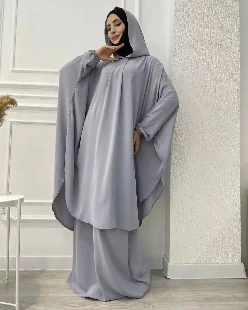 Ensemble 2 pièces Nida à capuche, jilbab, robe de prière, abaya, haut et jupe #25950