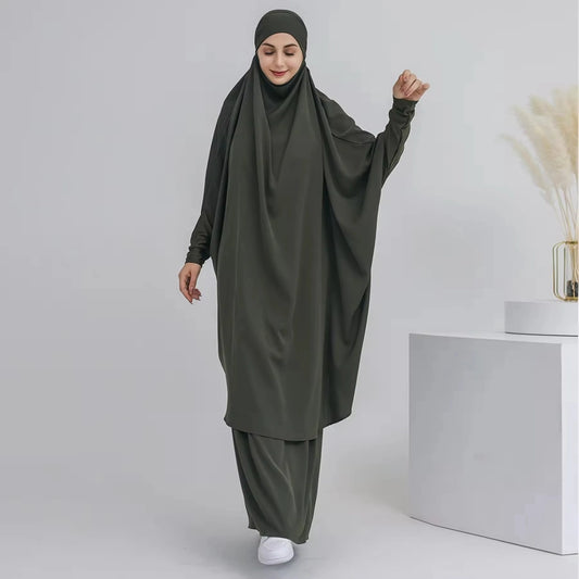 Ensemble 2 pièces Jilbab, robe de prière, abaya, haut et jupe #23423