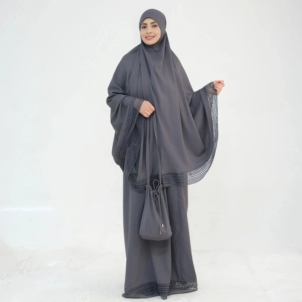 Ensemble 4 pièces Jilbab, robe de prière, abaya, tapis de prière et sac #25956