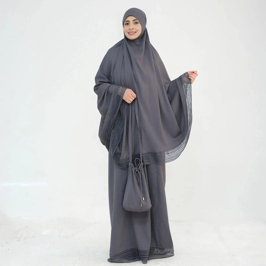 Ensemble 4 pièces Jilbab, robe de prière, abaya, tapis de prière et sac #25956