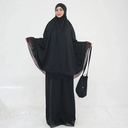 Ensemble 4 pièces Jilbab, robe de prière, abaya, tapis de prière et sac #25956