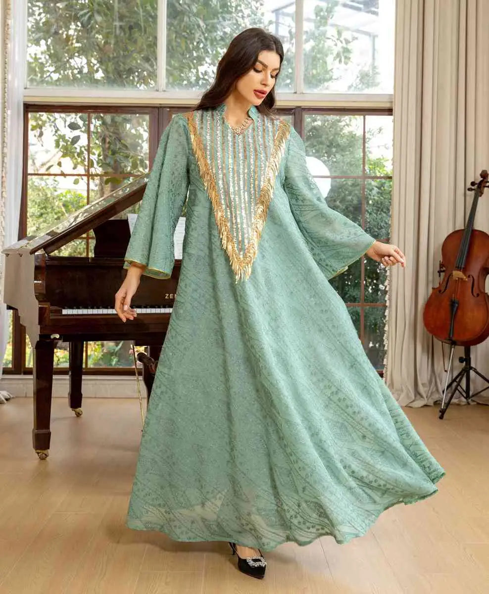 Robe de l'Aïd Doris Broderie Paillettes Femme Caftan Robe Caftan