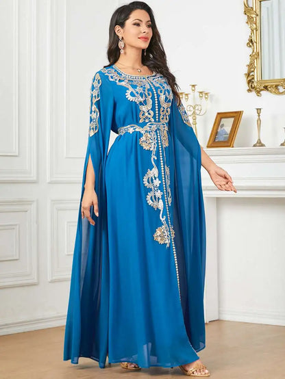 Robe Caftan arabe en mousseline de soie pour l'Aïd, Jalabiya