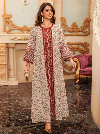Eid Dress Sequins Embroidery Jalabiya Caftan Kaftan Dress