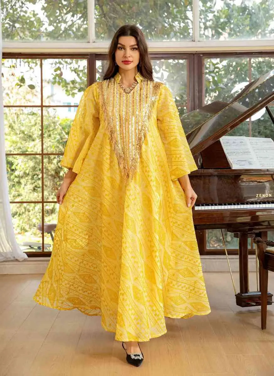 Robe de l'Aïd Doris Broderie Paillettes Femme Caftan Robe Caftan