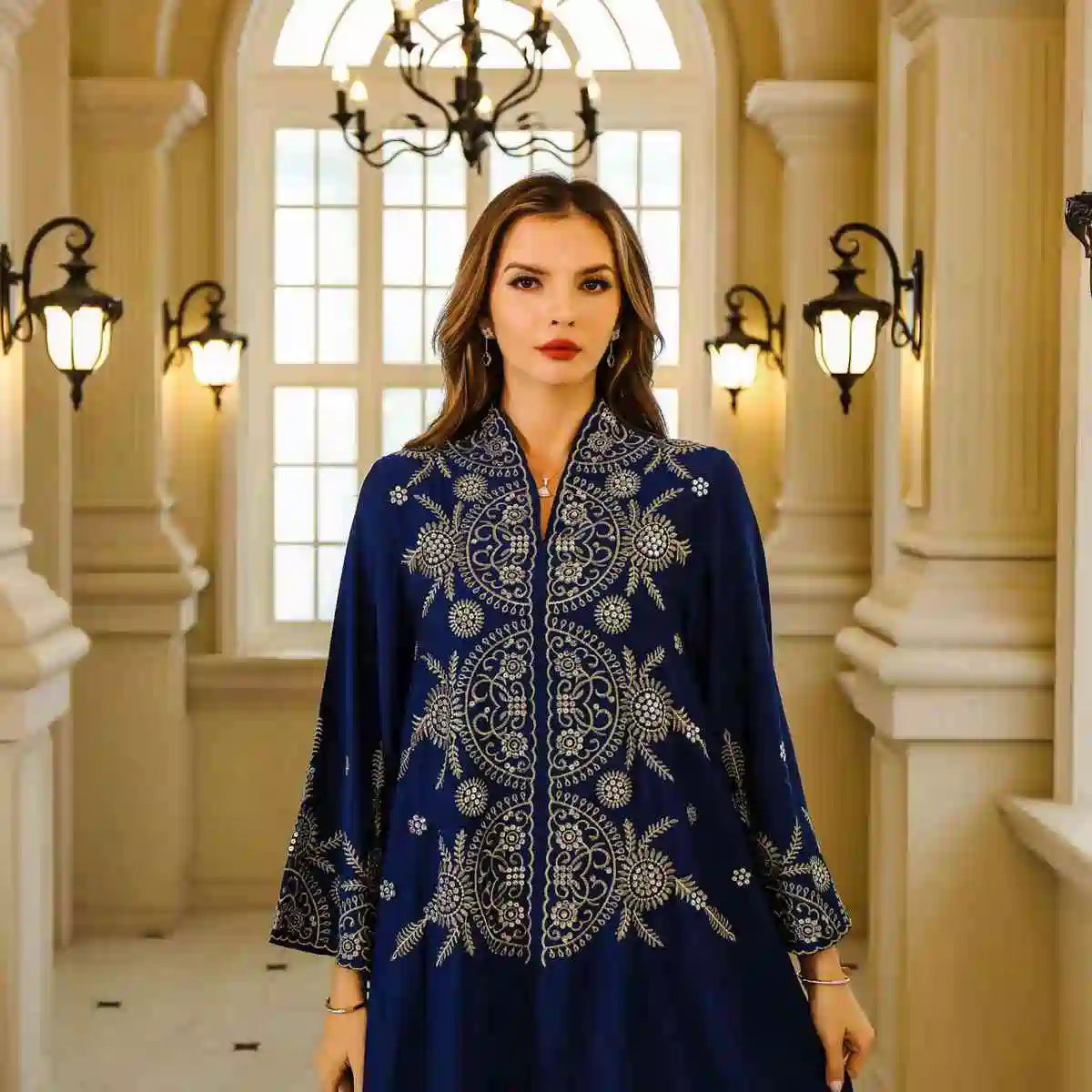 Eid Sequins Embroidery Caftan Kaftan Dress #25S021