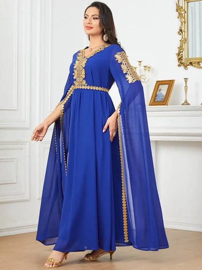 Robe caftan arabe en mousseline de soie à manches raglan pour l'Aïd