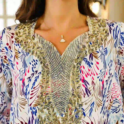 Hotfix Rhinestone Eid Dress Mukhawar Caftan Kaftan Dress #25026