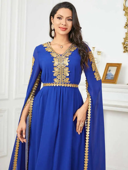Robe caftan arabe en mousseline de soie à manches raglan pour l'Aïd
