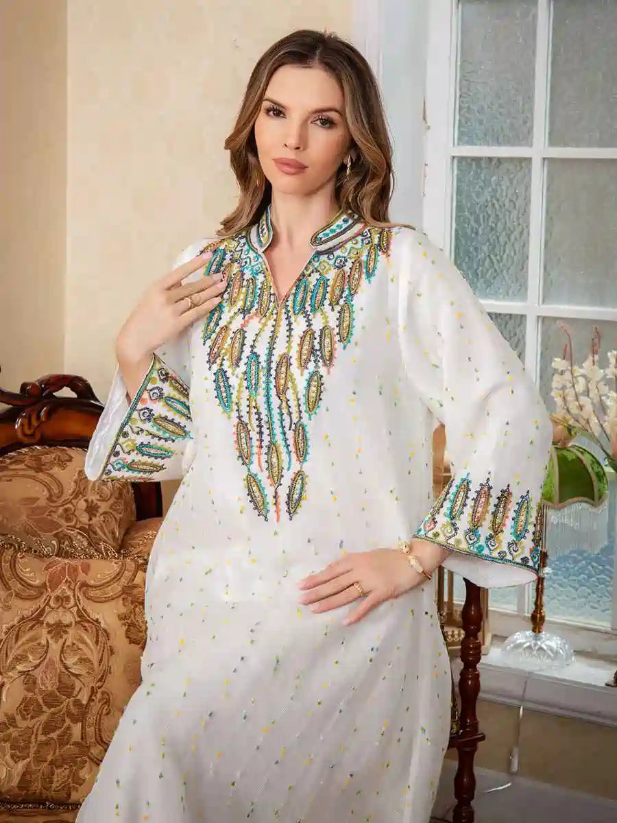 Eid Rope Embroidery Jalabiya Caftan Kaftan Dress #25S160