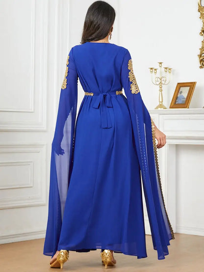Robe caftan arabe en mousseline de soie à manches raglan pour l'Aïd
