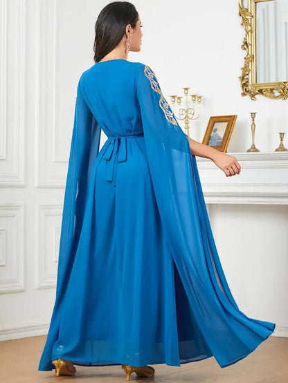 Robe Caftan arabe en mousseline de soie pour l'Aïd, Jalabiya