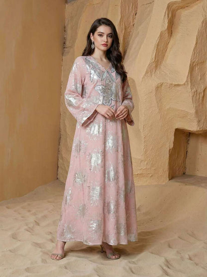 Eid Embroidery Bronzing Caftan Kaftan Dress #26S182