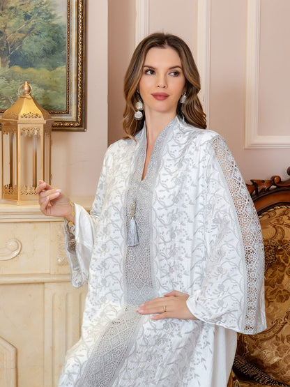 Robe brodée imprimée Eid Caftan Caftan Jalabiya #25020