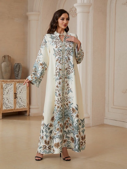 Eid Beads Printed Caftan Kaftan Dress #26S2608