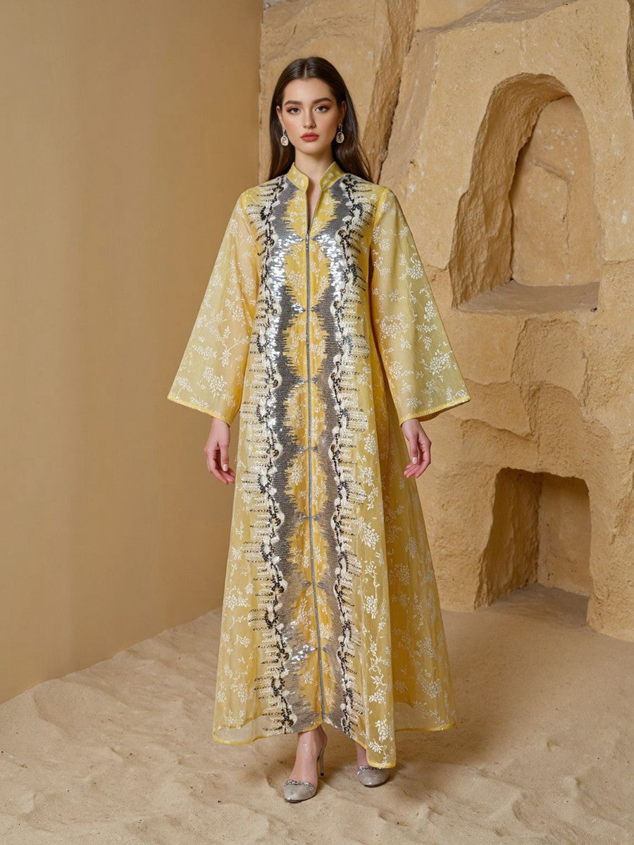 Sequins Eid Dress Muslim Women Caftan Kaftan Dress #26240