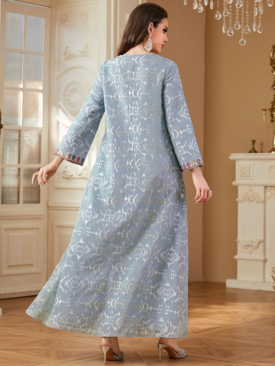 Eid Embroidery Dress Muslim Women Caftan Kaftan Dress #264309