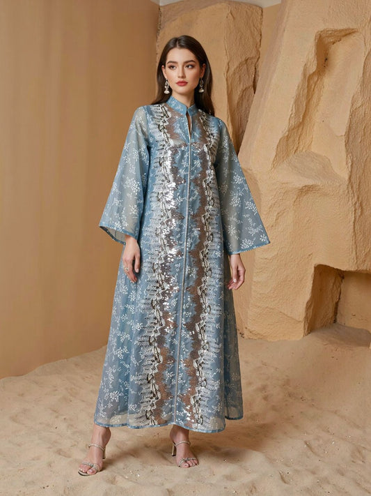 Sequins Eid Dress Muslim Women Caftan Kaftan Dress #26240