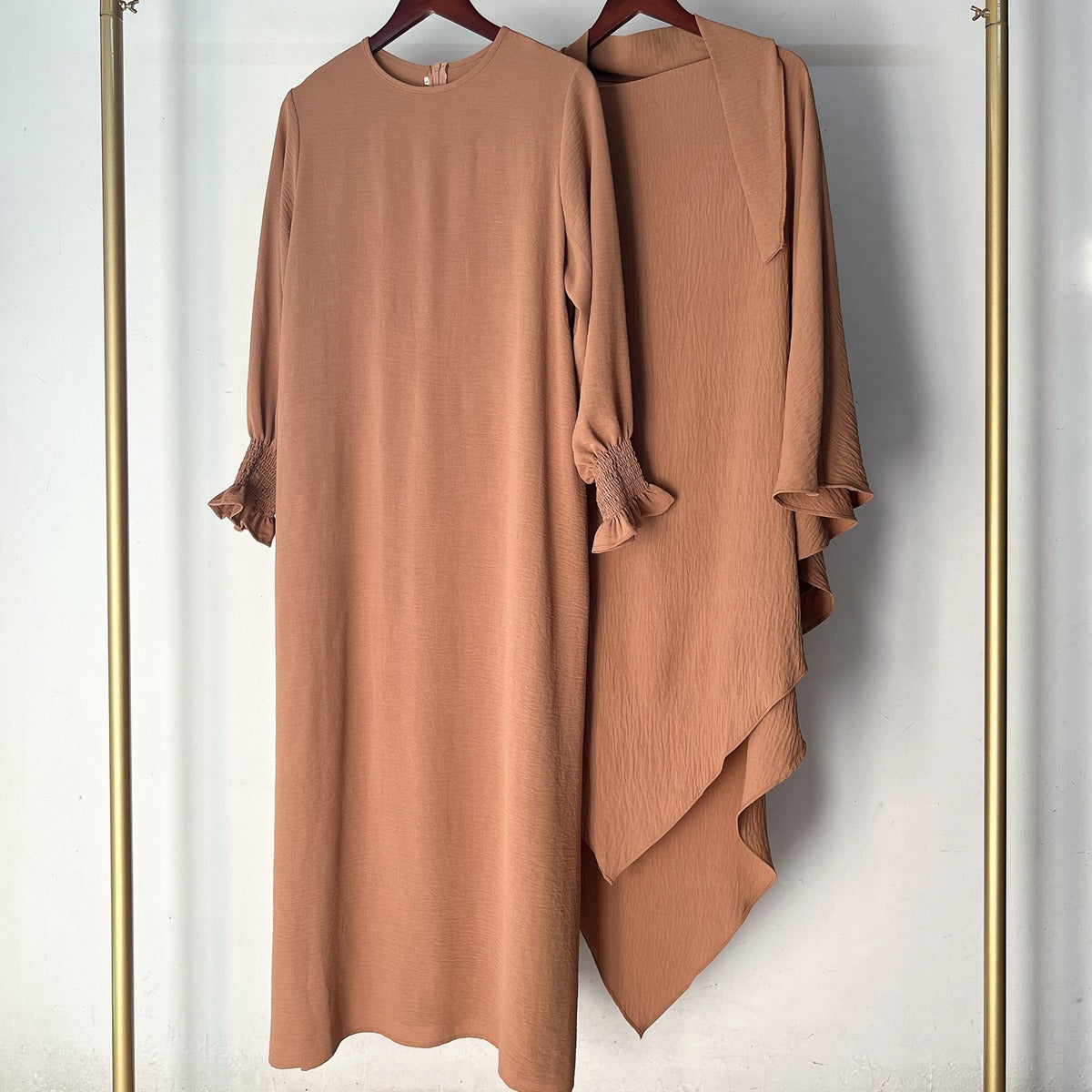 Ensemble 2 pièces Jilbab Robe de prière avec deux couches Khimar pour femmes arabes