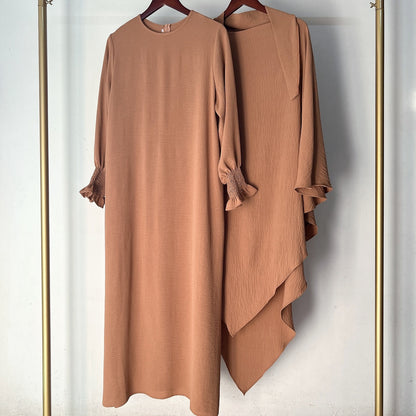 Ensemble 2 pièces Jilbab Robe de prière avec deux couches Khimar pour femmes arabes