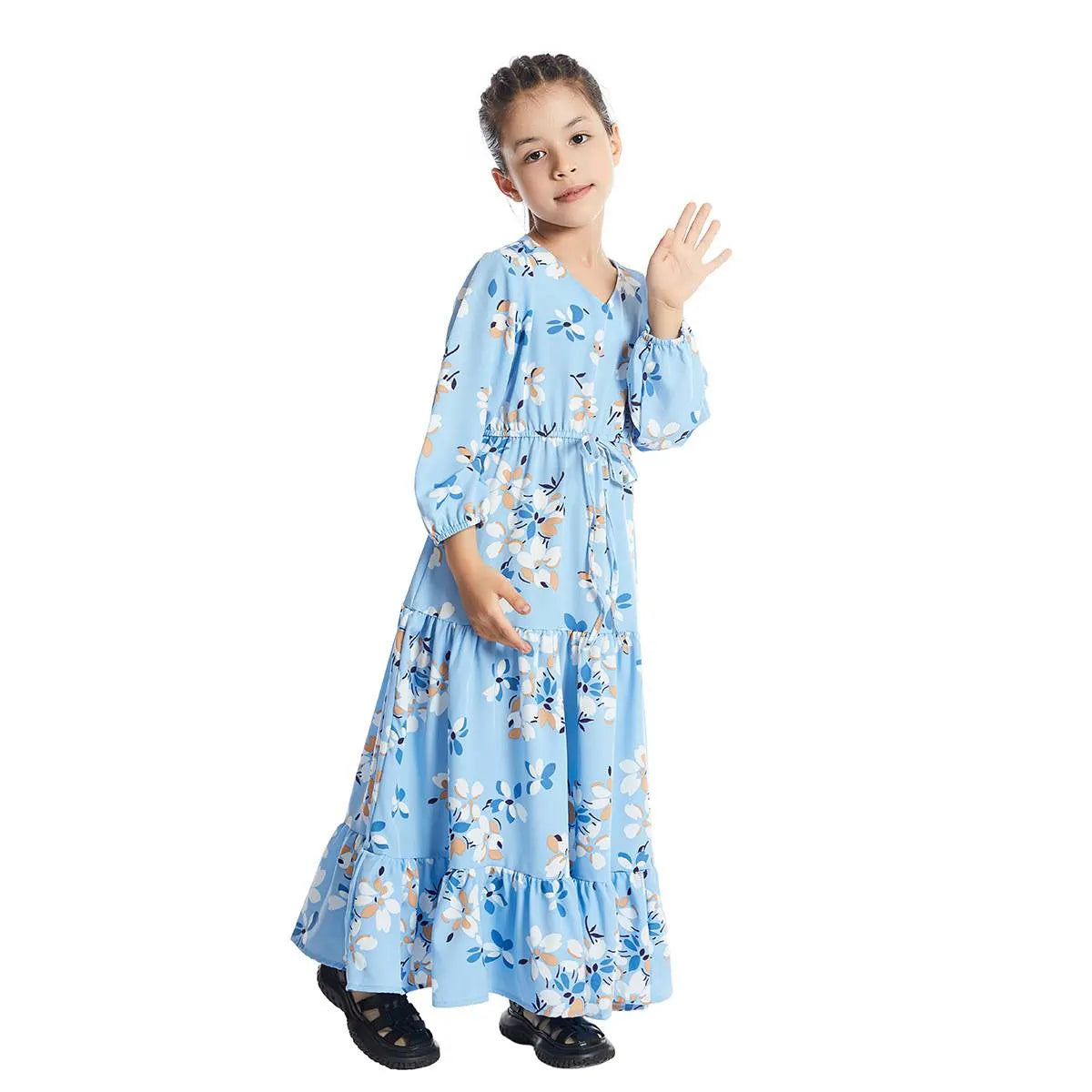 Robe abaya à imprimé floral pour fille arabe du Moyen-Orient #25621
