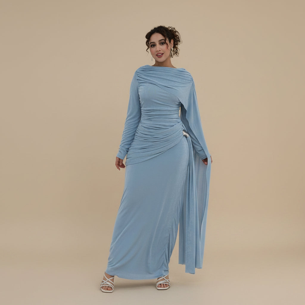 Muslim Women Double Layer Abaya Dress With Cape #261236