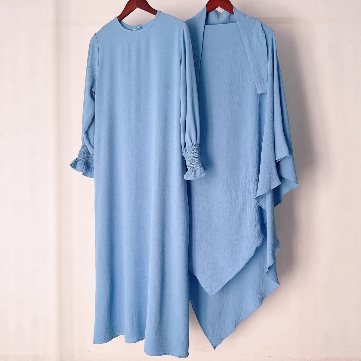 Ensemble 2 pièces Jilbab Robe de prière avec deux couches Khimar pour femmes arabes