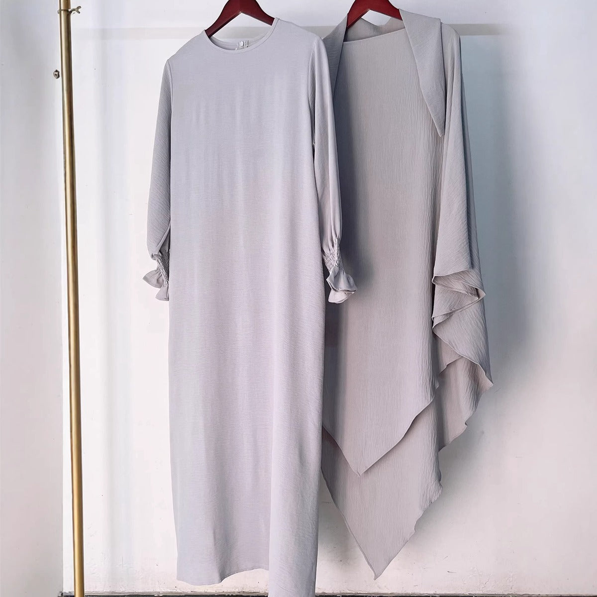 Ensemble 2 pièces Jilbab Robe de prière avec deux couches Khimar pour femmes arabes