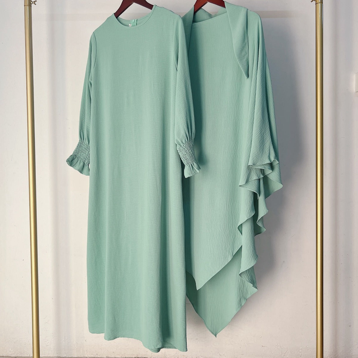 Ensemble 2 pièces Jilbab Robe de prière avec deux couches Khimar pour femmes arabes